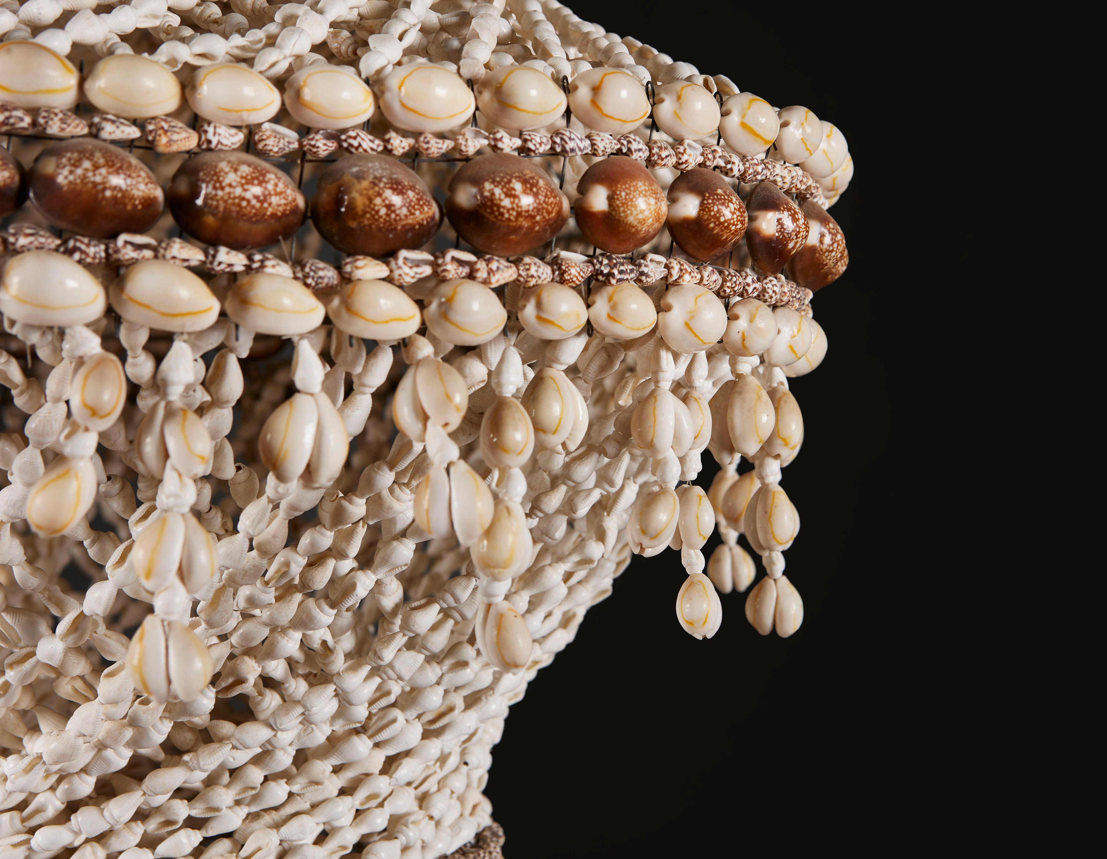 A White Cowrie Shell Hanging Light, Papau New Guinea In Good Condition In London, GB
