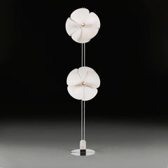 Lampada da terra a fiori bianchi di Olivier Mourgue per Disderot, modello 2093-225