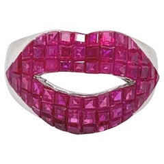 White Gold and Ruby Lips Ring