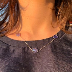 White Gold Chain Necklace Set with Tanzanites Flat Cut by Marion Jeantet