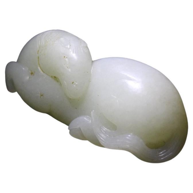 Scultura in giada bianca raffigurante un cavallo, dinastia Qing in vendita