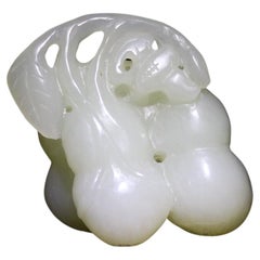 Antique A White Jade Carving of Three Gourds