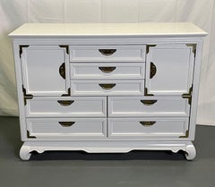 White Lacquered Campaign Style Chest, Cabinet or Mini Armiore