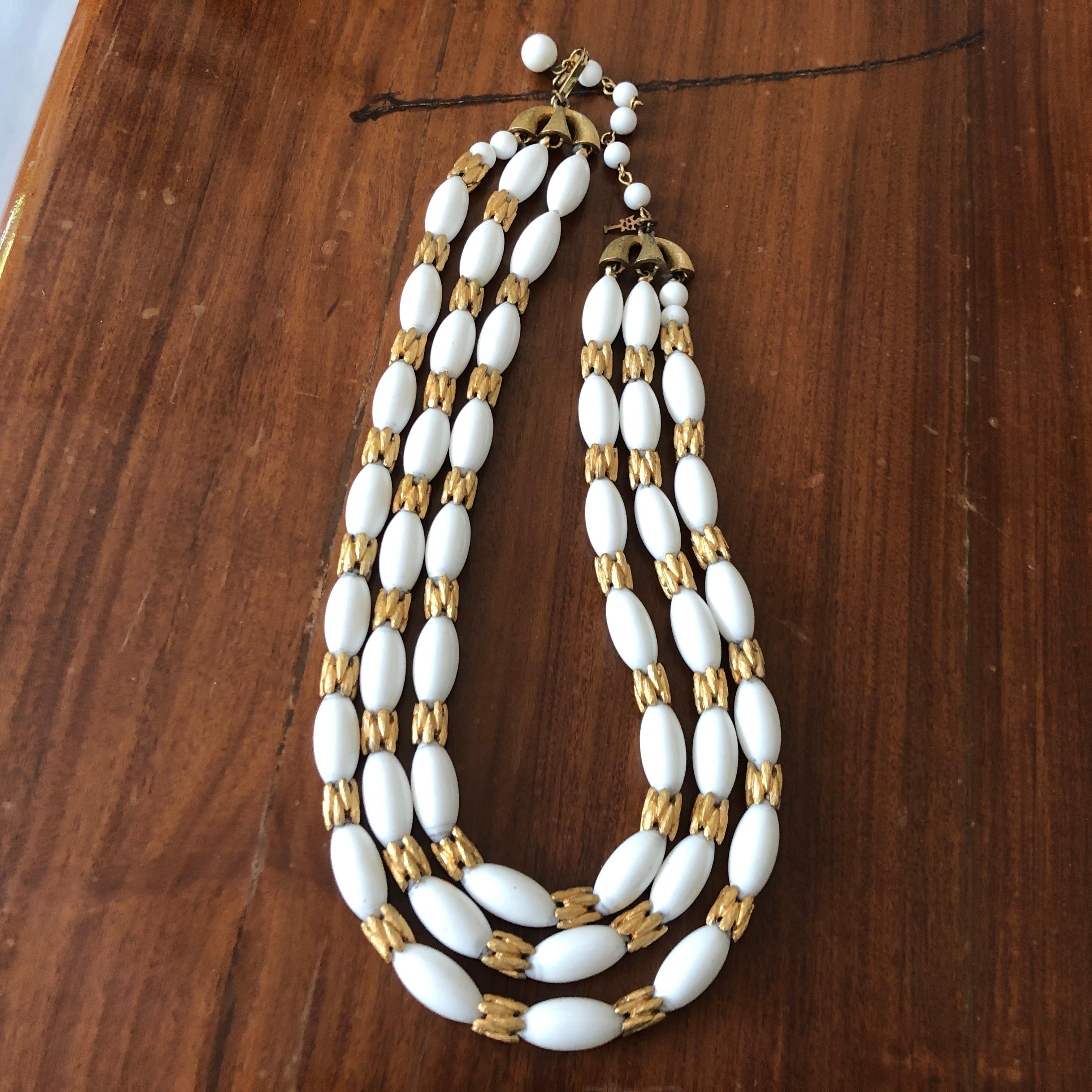 A White Lucite and Gilded Metal Choker Necklace by Trifari circa 1970 1