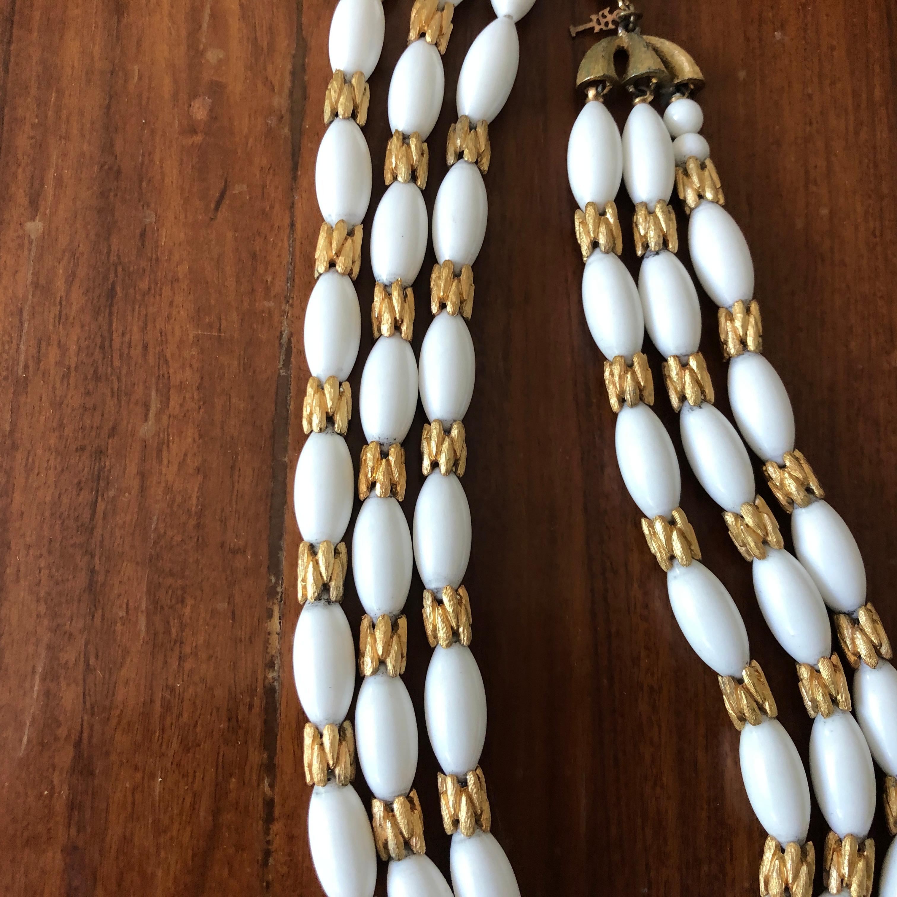 A White Lucite and Gilded Metal Choker Necklace by Trifari circa 1970 For  Sale at 1stDibs