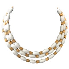 A White Lucite and Gilded Metal Choker Necklace by Trifari circa 1970