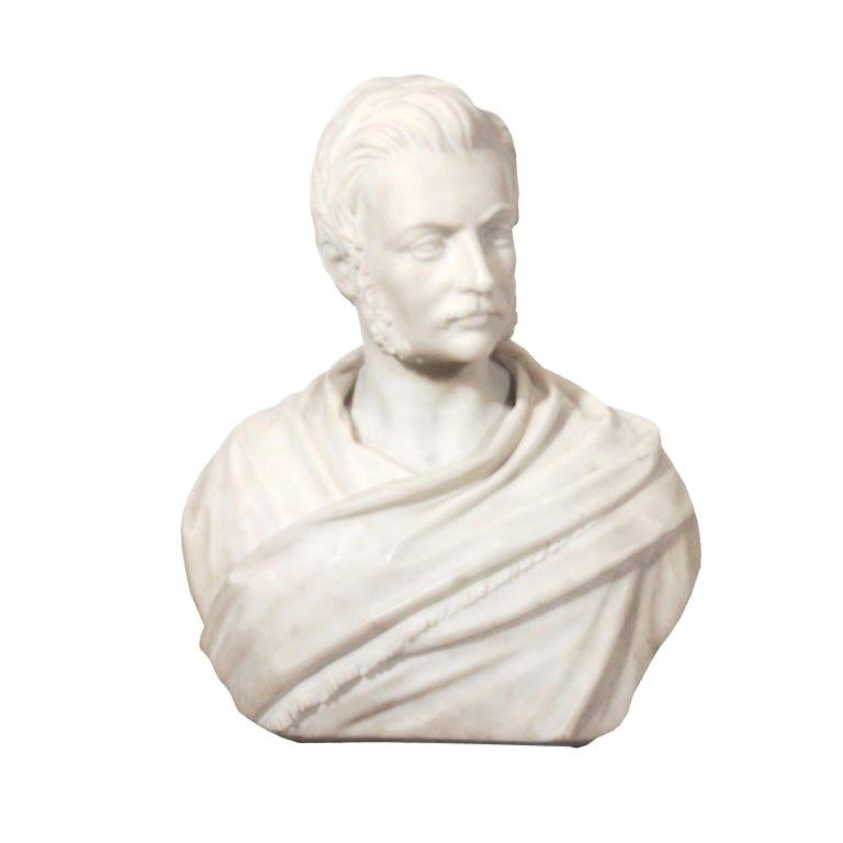 A White Marble Bust of a Gentleman by John Warrington Wood For Sale