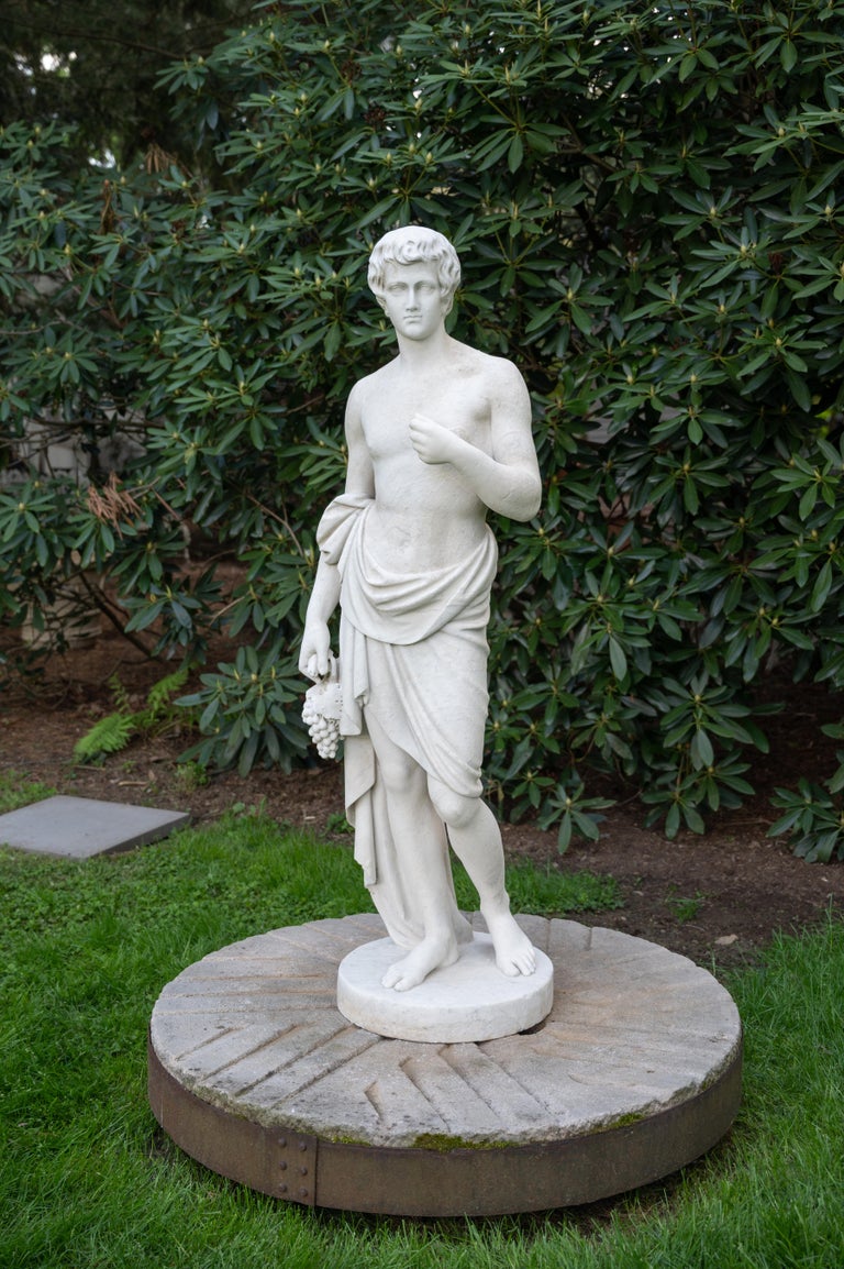 White Marble Statue of a Bacchanalian Youth For Sale at 1stDibs
