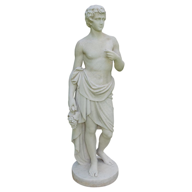 White Marble Statue of a Bacchanalian Youth For Sale at 1stDibs