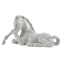 A White Meissen Porcelain Figure of a Reclining Foal/Horse by Willi Münch-Khe