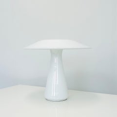 Lampe de bureau en verre champignon blanc de Sidse Werner pour Holmegaard, années 1980, Danemark