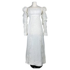 Antique A White muslin embroidered dress - French Napoleonic period Circa 1810