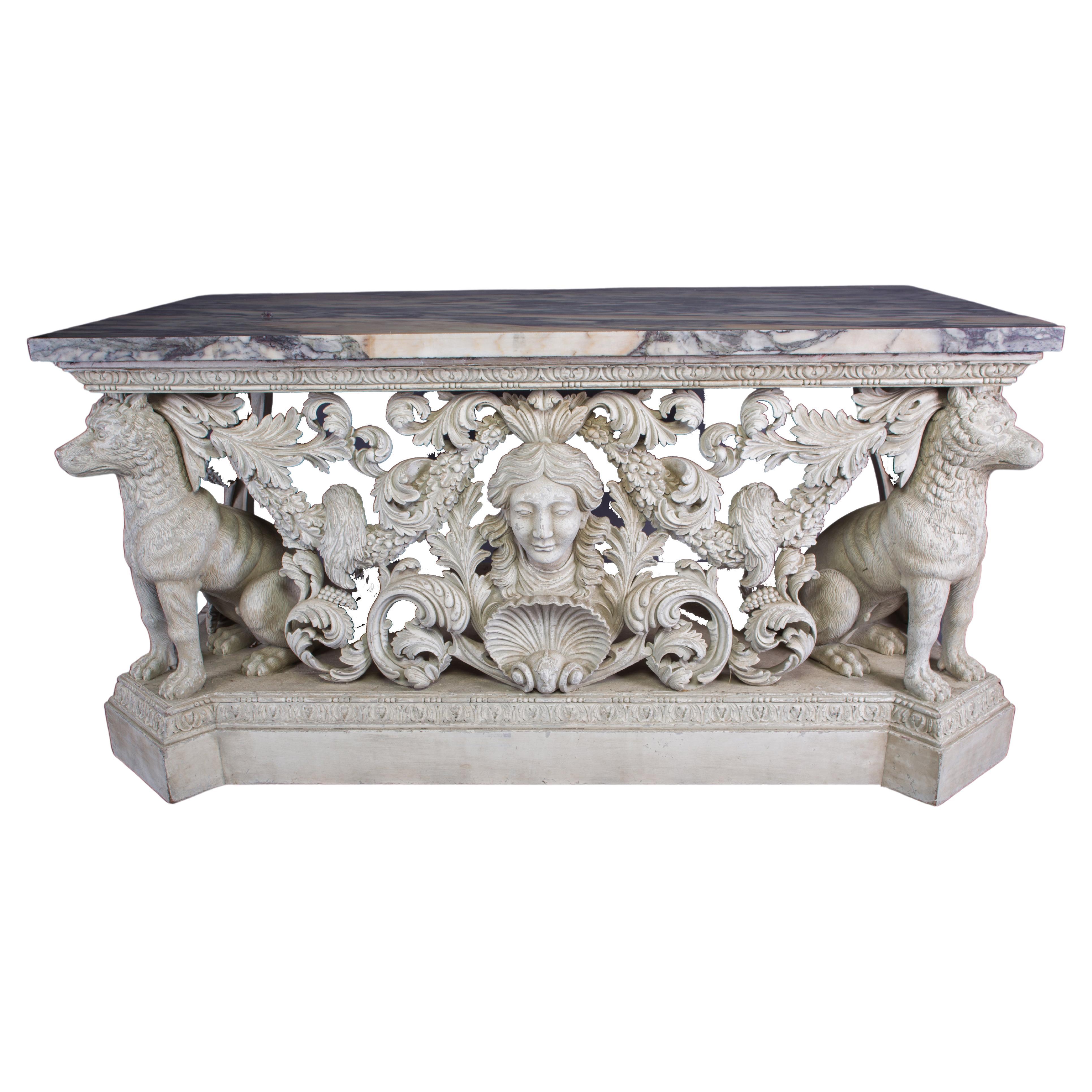 White Painted Console Table After William Kent For Sale
