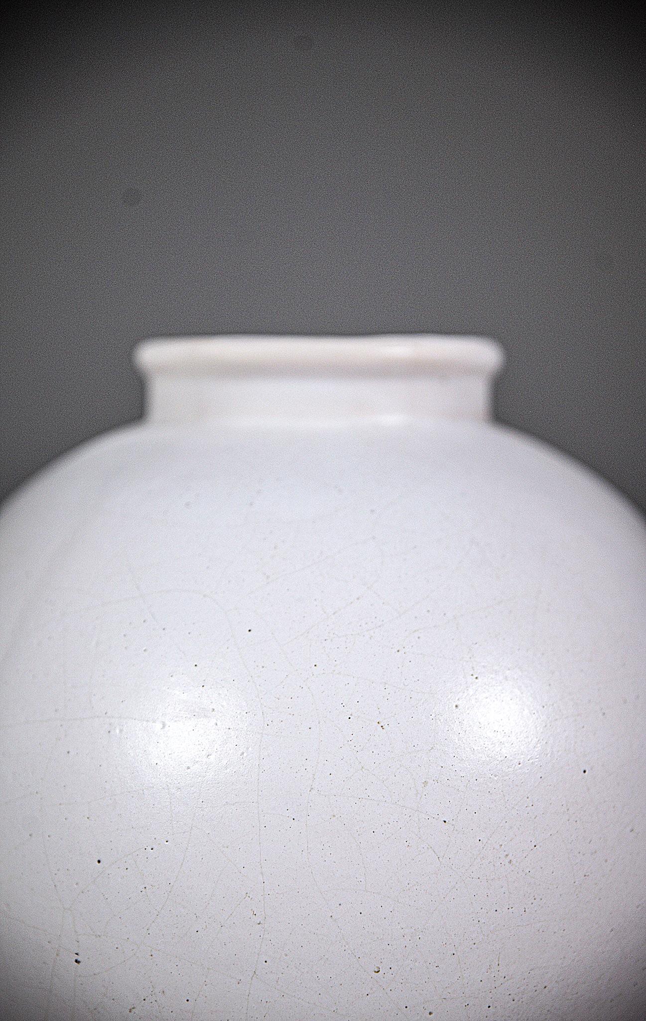 French A White Round Vase by Félix Gète France 1930's For Sale