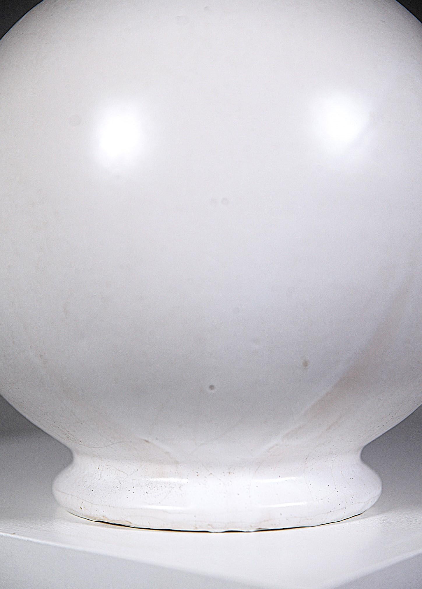 Mid-20th Century A White Round Vase by Félix Gète France 1930's For Sale