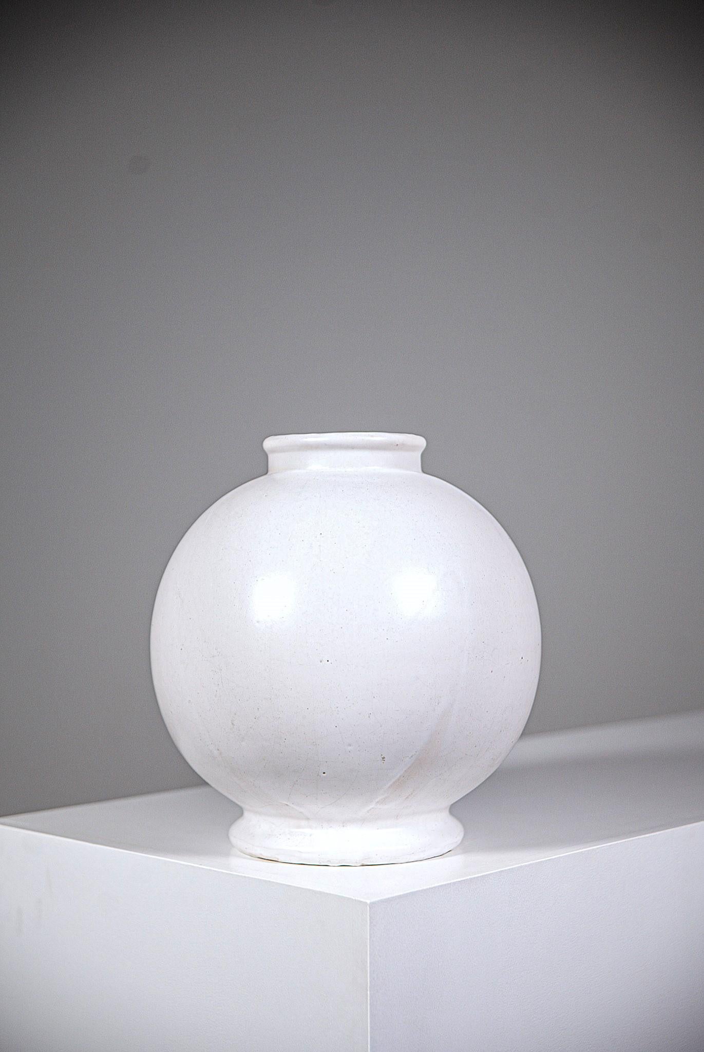 A White Round Vase by Félix Gète France 1930's For Sale 2