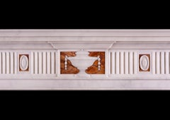 White Statuary Marble Fireplace with Jasper Inlay in the Late Georgian Manner