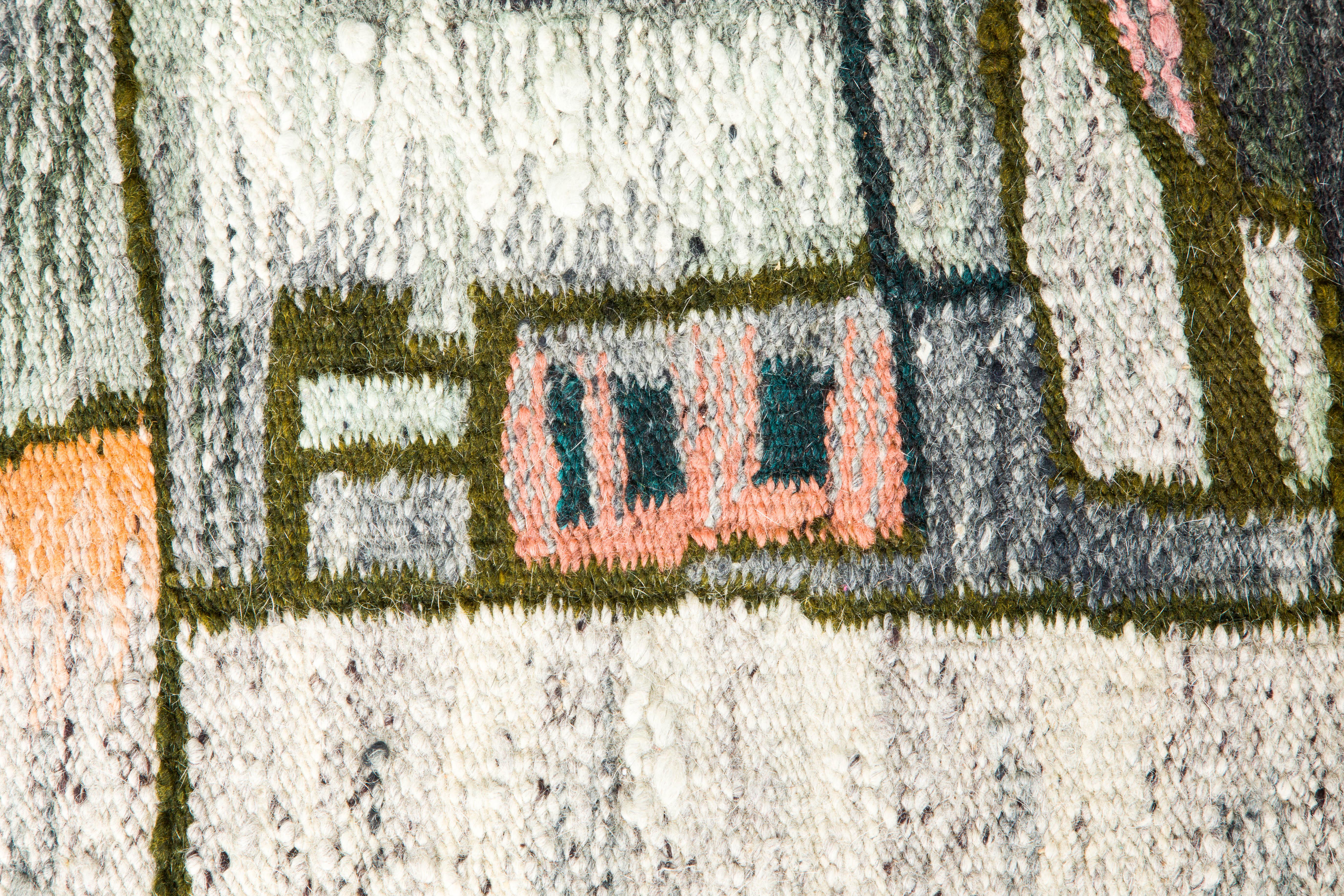 'A White Stream' Wool Tapestry or Rug by H. Sulkowska for Cepelia c 1960, Signed For Sale 4