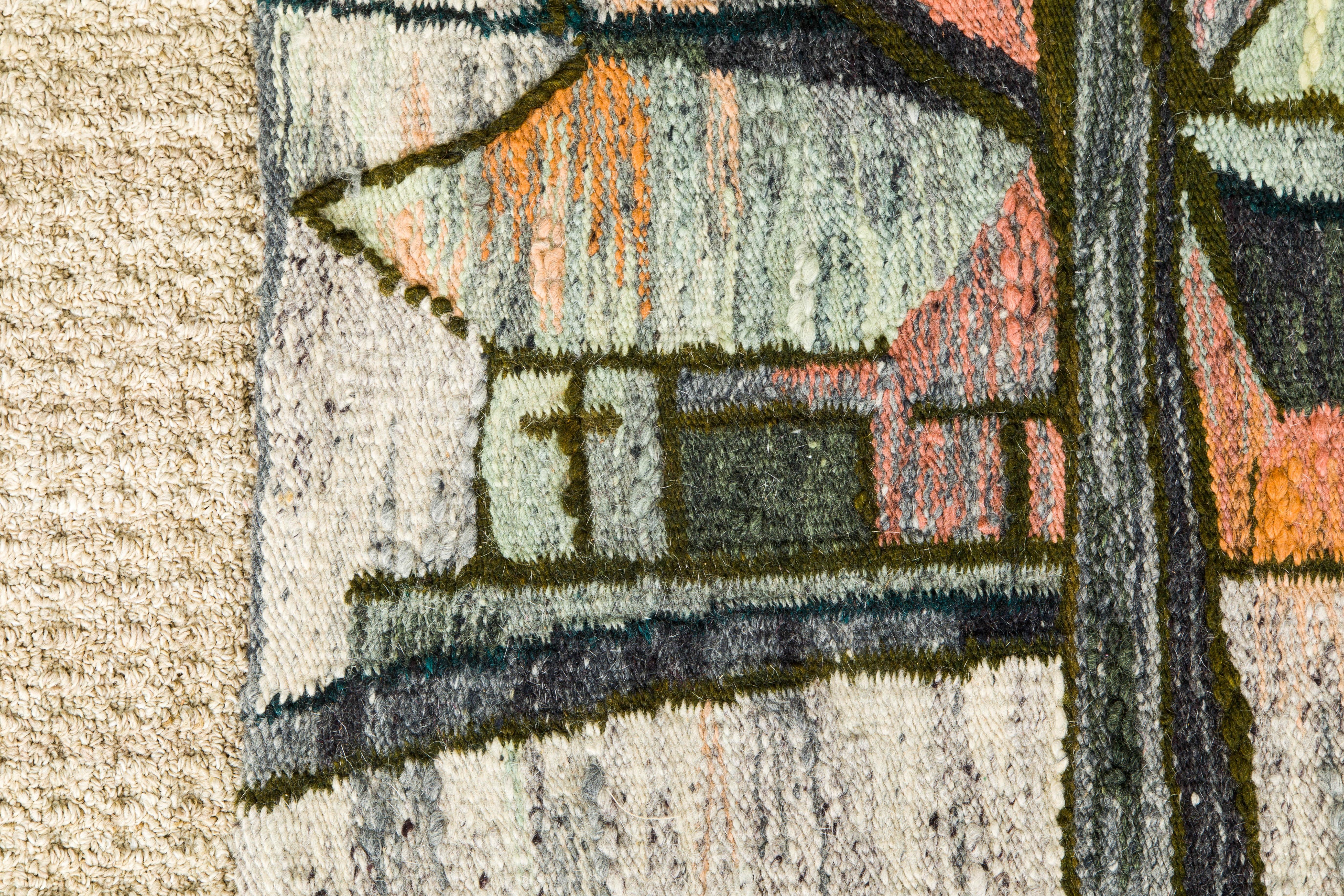 'A White Stream' Wool Tapestry or Rug by H. Sulkowska for Cepelia c 1960, Signed For Sale 5