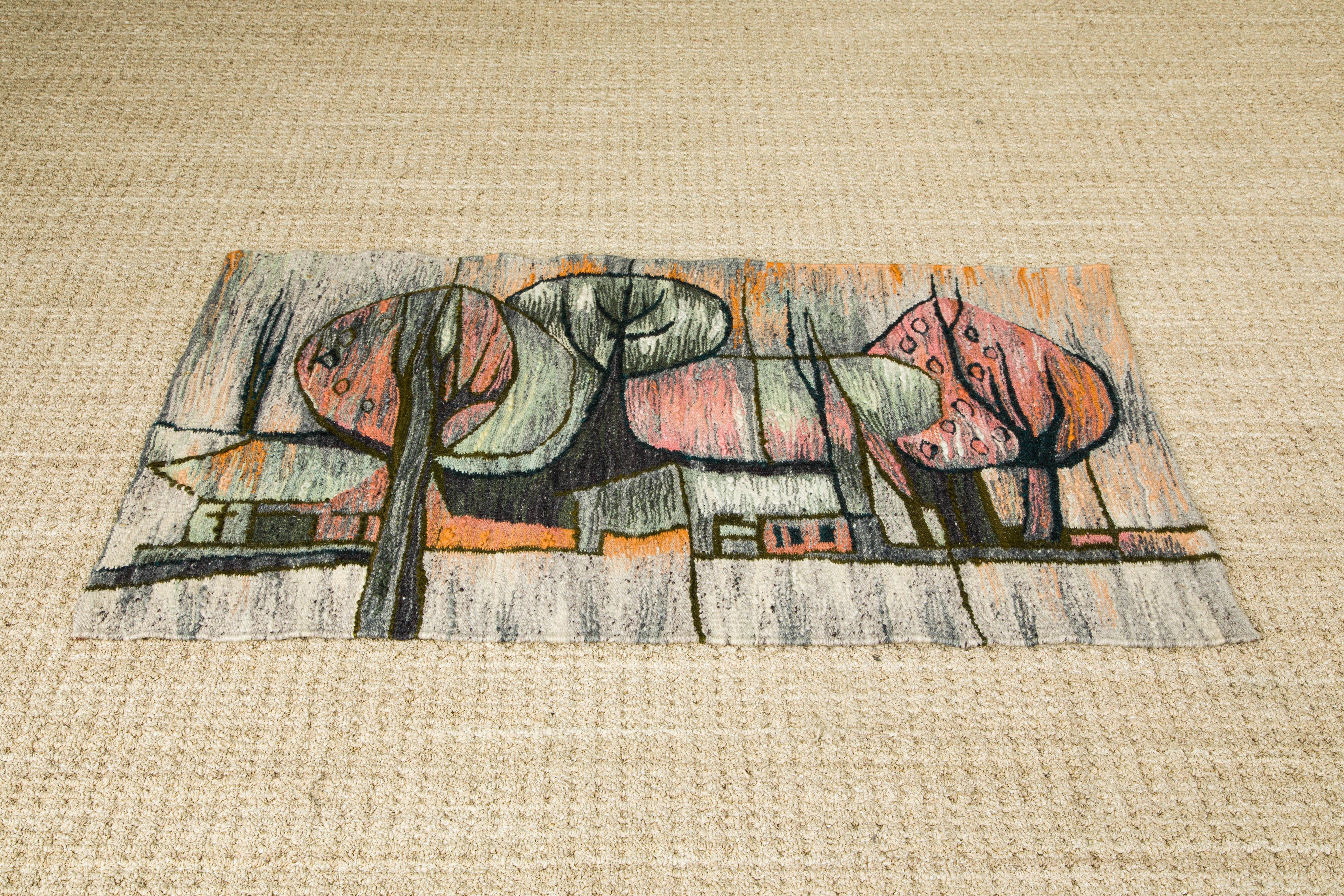 Mid-Century Modern Tapisserie ou tapisserie en laine « A White Stream » de H. Sulkowska pour Cepelia vers 1960, signé en vente