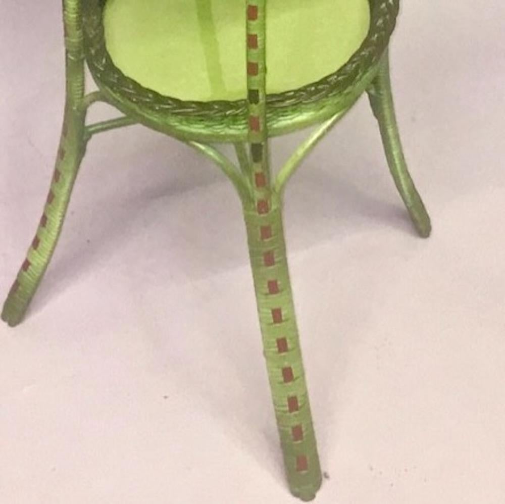 Painted A Wicker Pie / Hors- d'oeuvres Server in French Green Finish For Sale