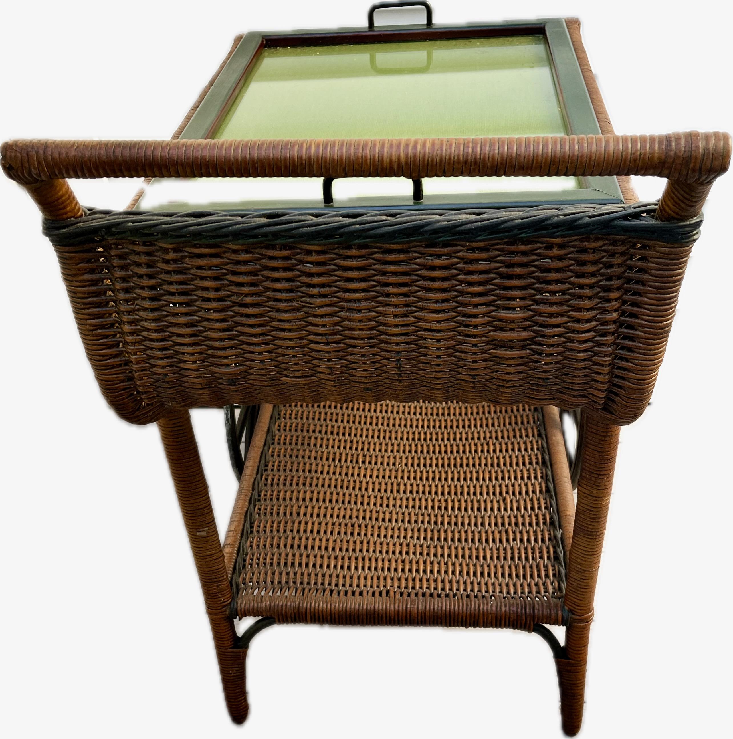 vintage wicker tea cart