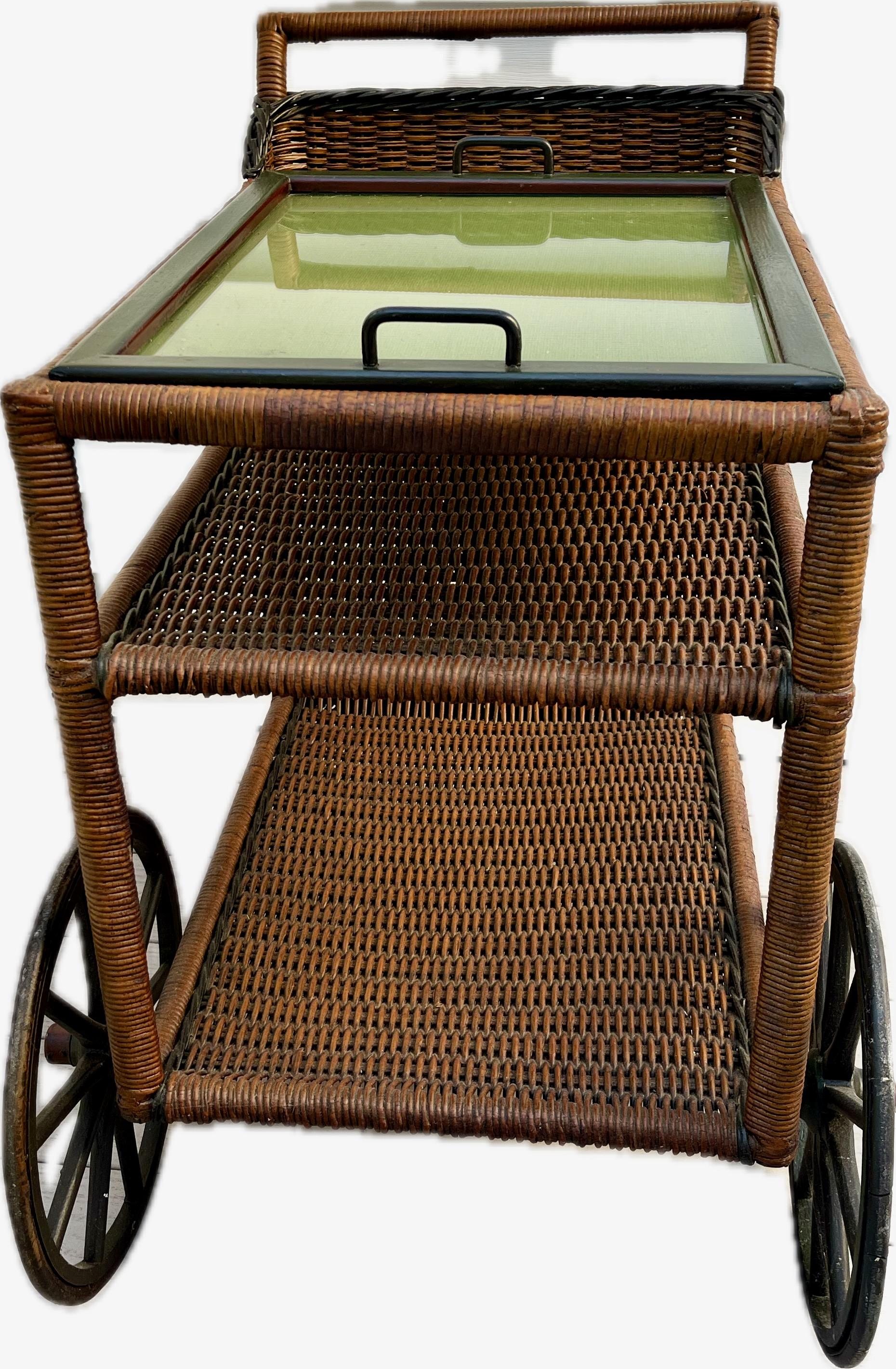 wicker tea cart