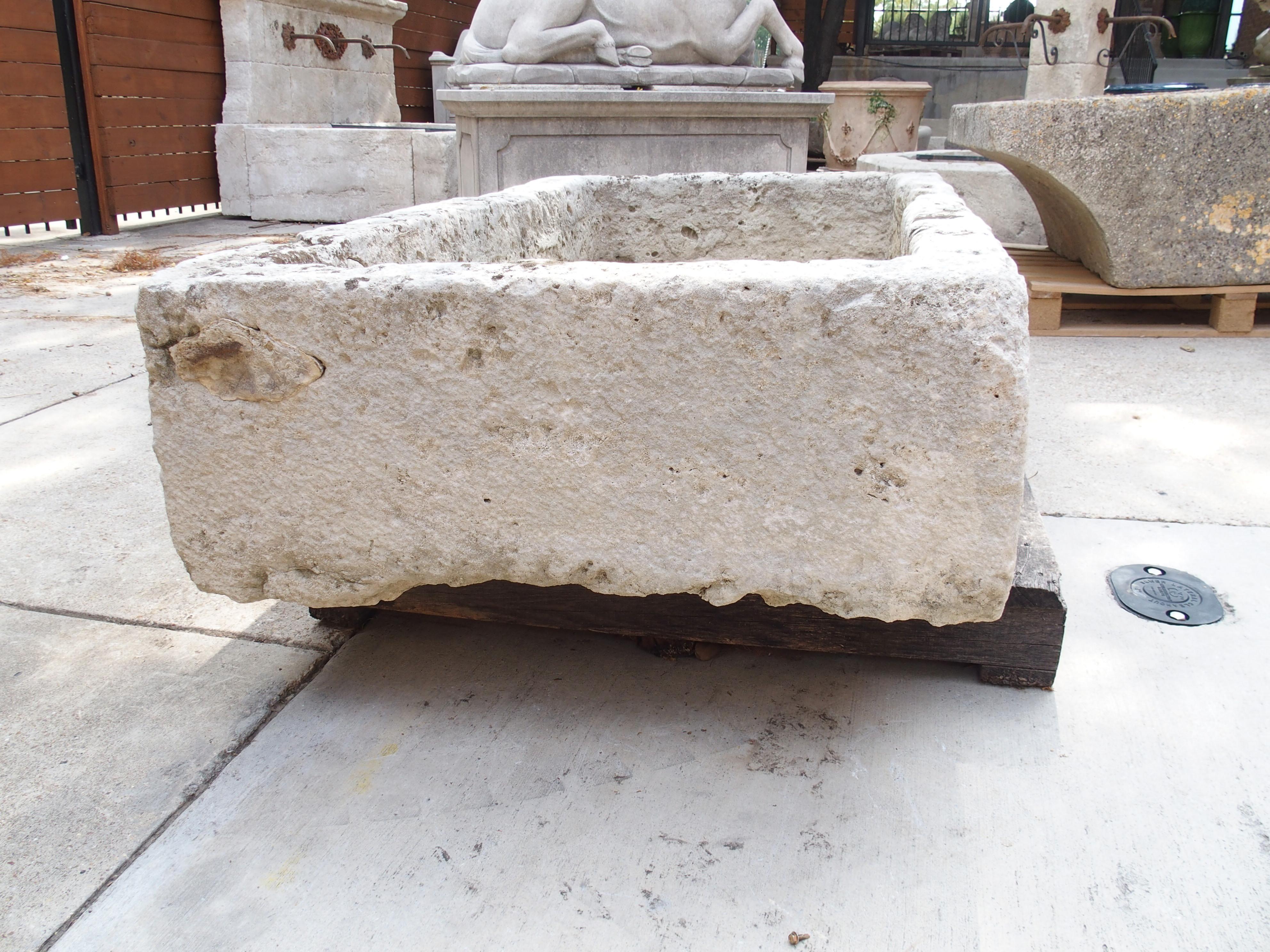 Ein breiter geschnitzter Kalksteintrog aus dem 18. Jahrhundert aus Südfrankreich im Angebot 7