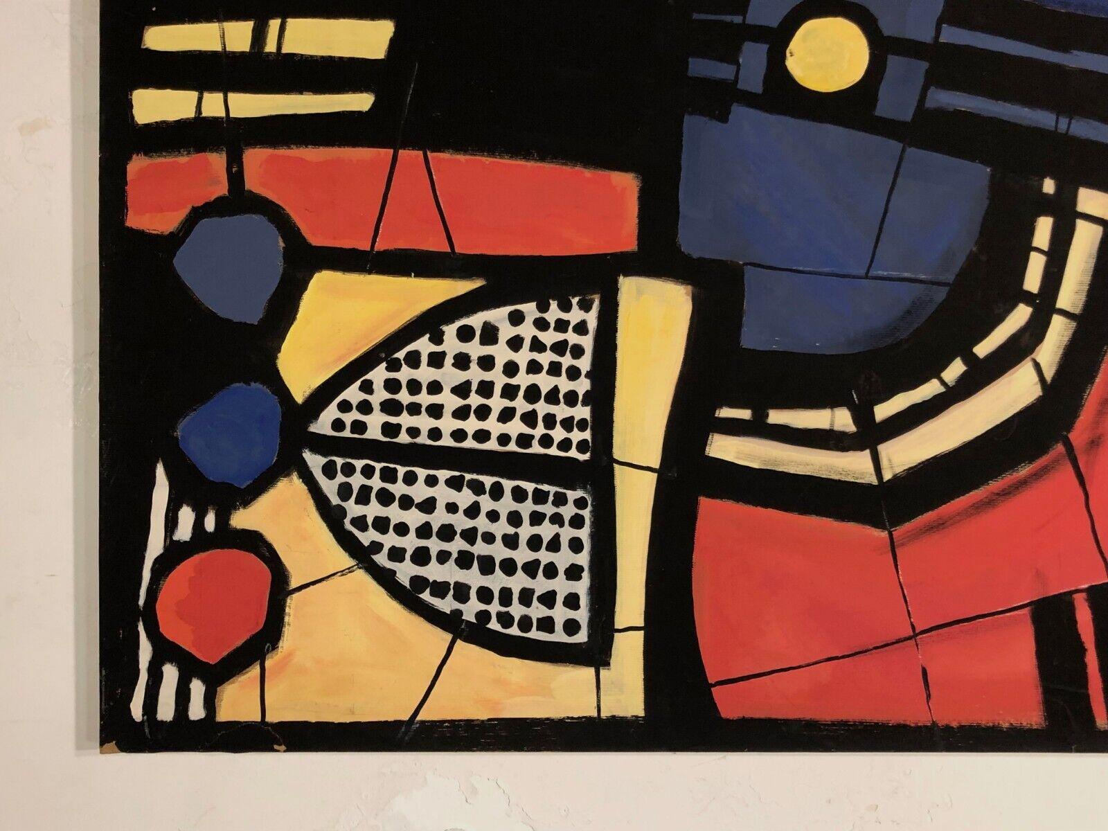 Mid-Century Modern A Wide EXPRESSIONIST Figurative PAINTING, in FERNAND LEGER Style, France 1950. For Sale