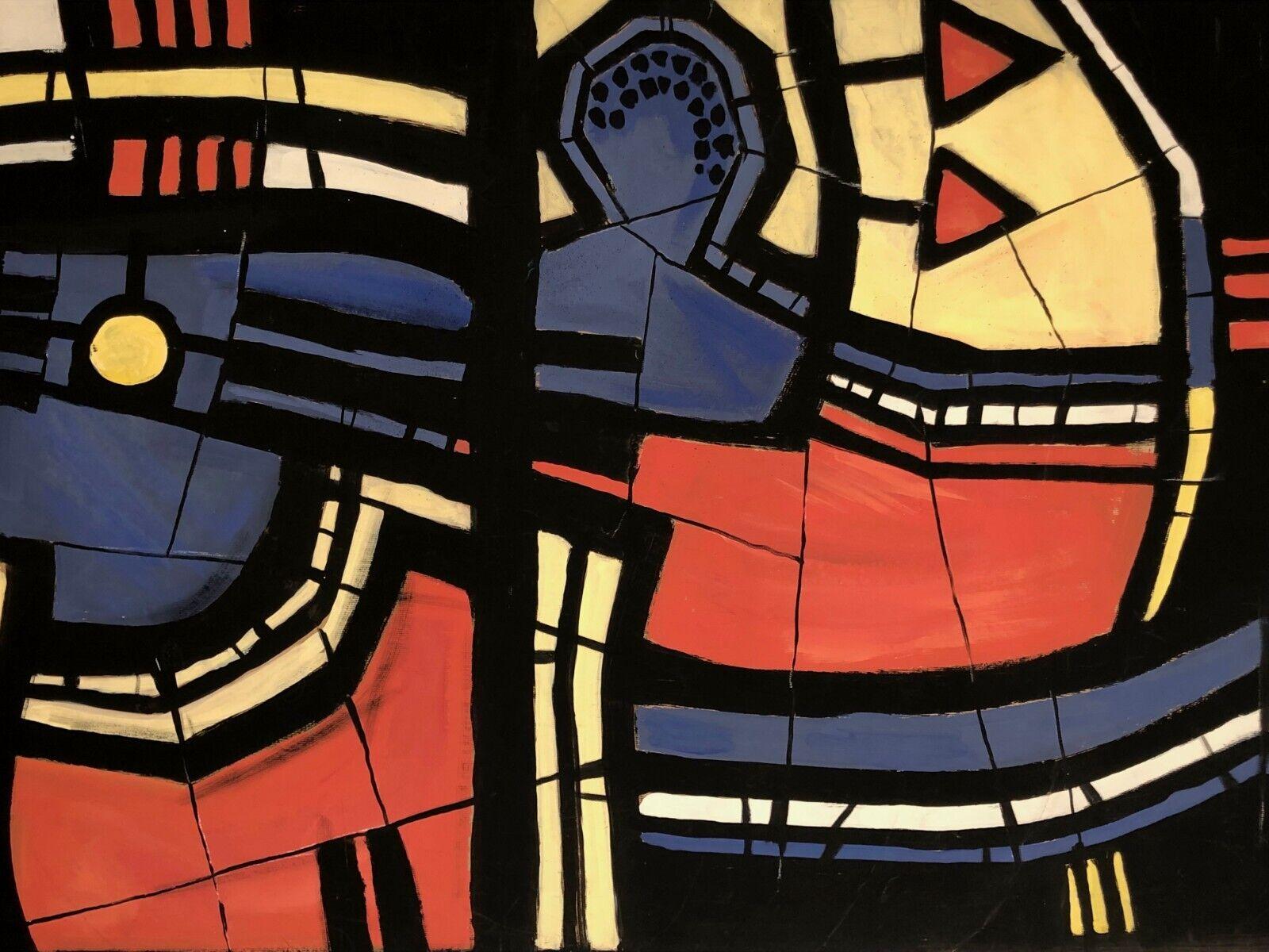 A Wide EXPRESSIONIST Figurative PAINTING, in FERNAND LEGER Style, France 1950. In Good Condition For Sale In PARIS, FR