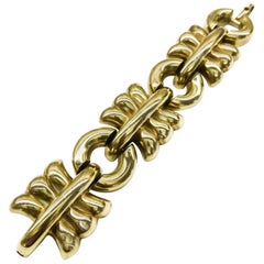 A wide stylised gilt metal 'retro' bracelet, French, 1940s