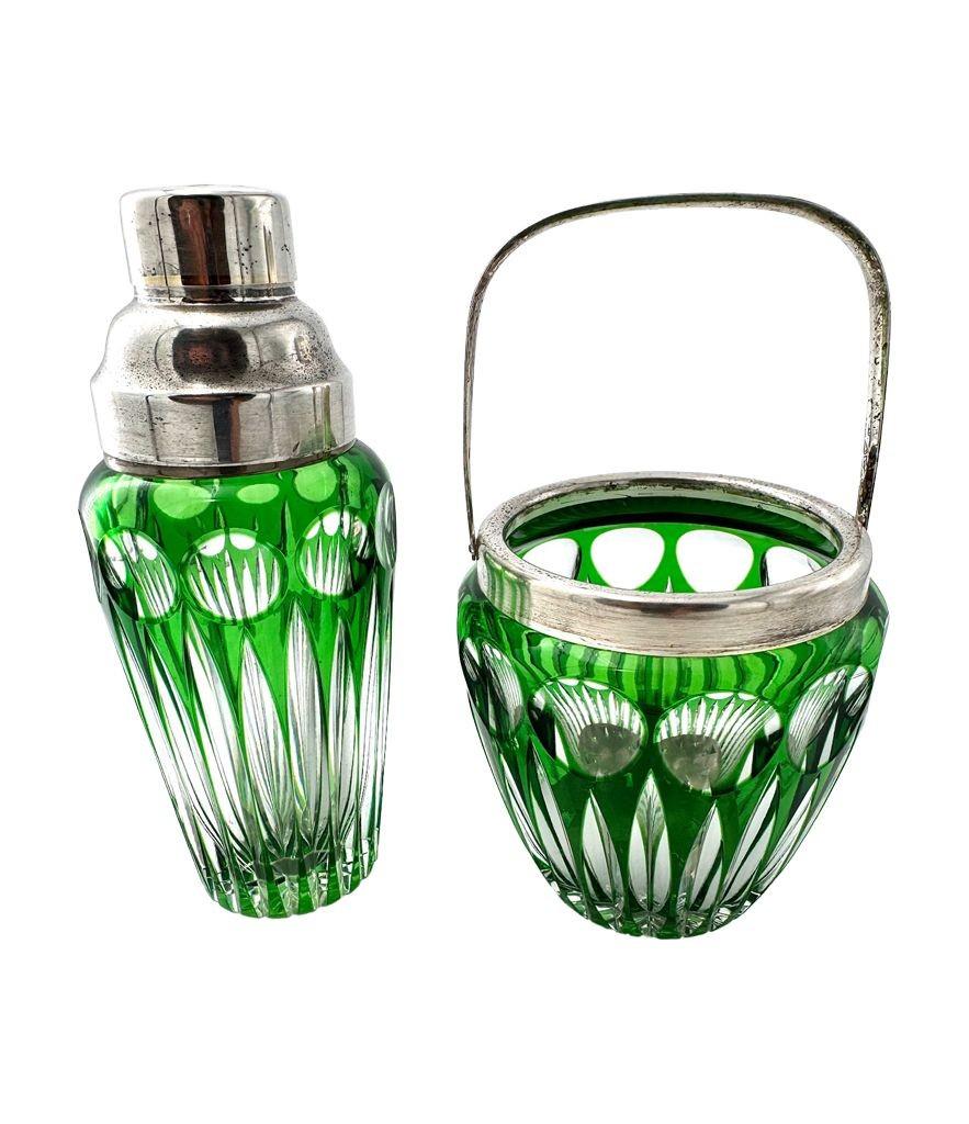 A Wilhelm Wolff 1940s crystal and silver plated cocktail shaker and ice bucket im Angebot 4