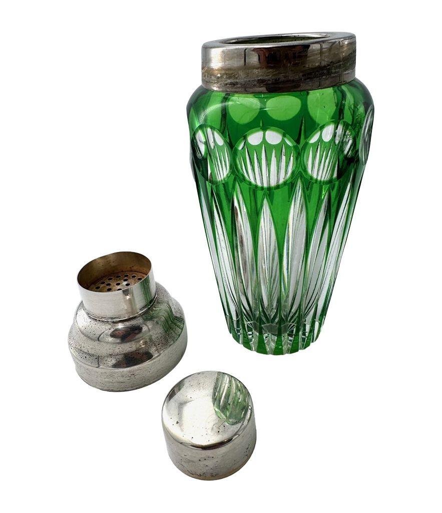 A Wilhelm Wolff 1940s crystal and silver plated cocktail shaker and ice bucket im Zustand „Gut“ im Angebot in London, GB