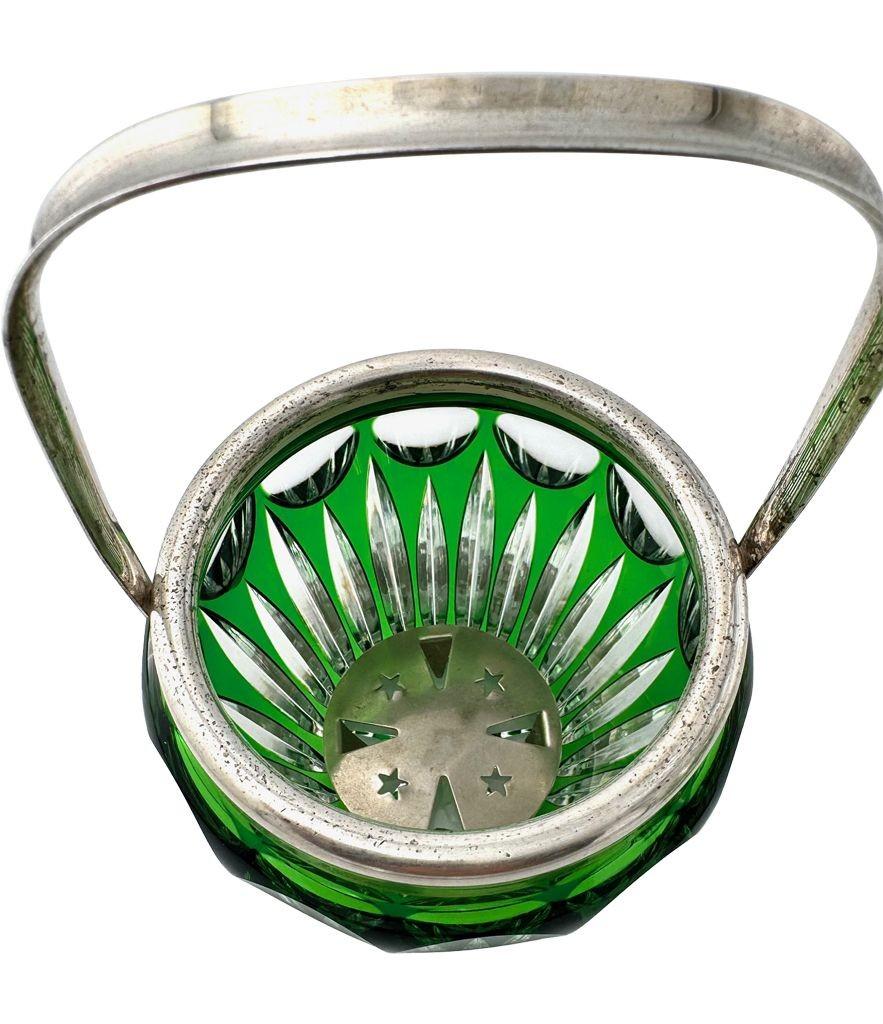 A Wilhelm Wolff 1940s crystal and silver plated cocktail shaker and ice bucket im Angebot 1