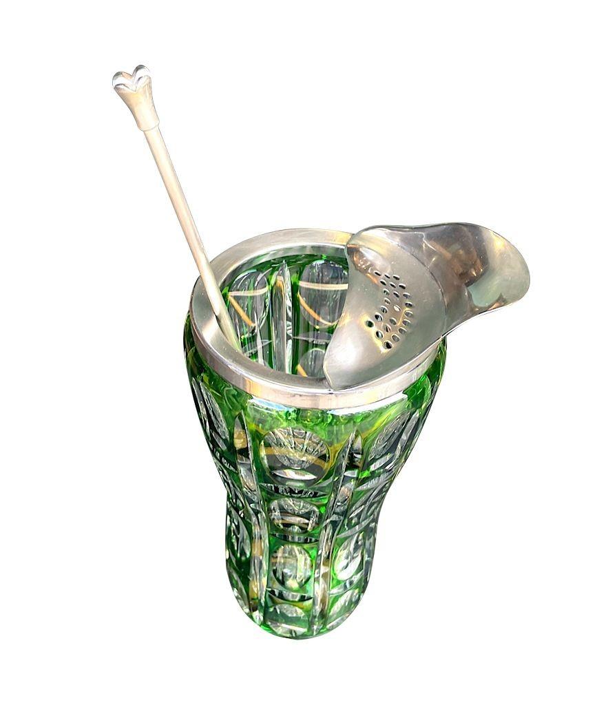 A Wilhelm Wolff 1940s crystal cocktail jug set with matching glasses and spoon 6