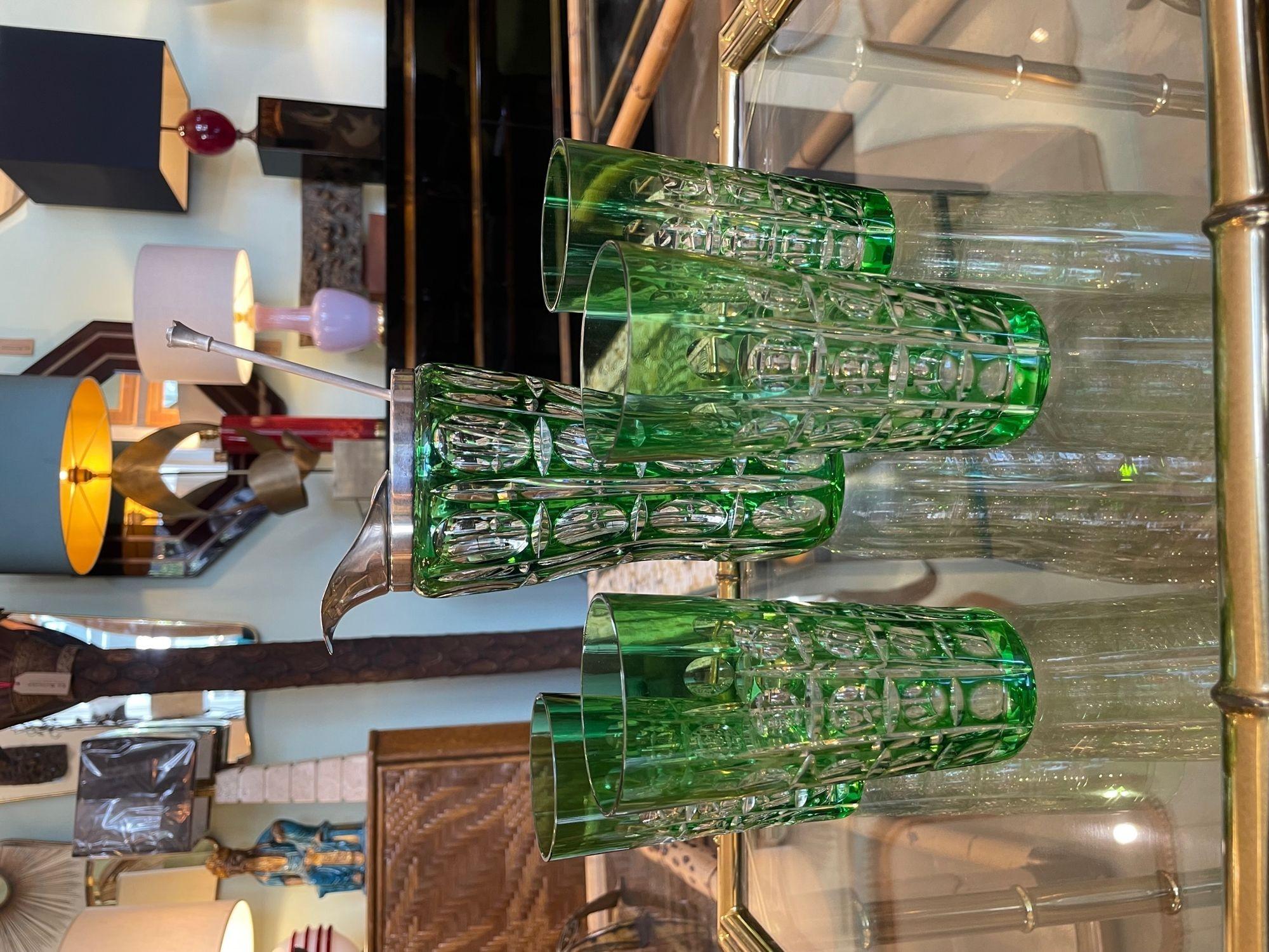 A Wilhelm Wolff 1940s crystal cocktail jug set with matching glasses and spoon 7
