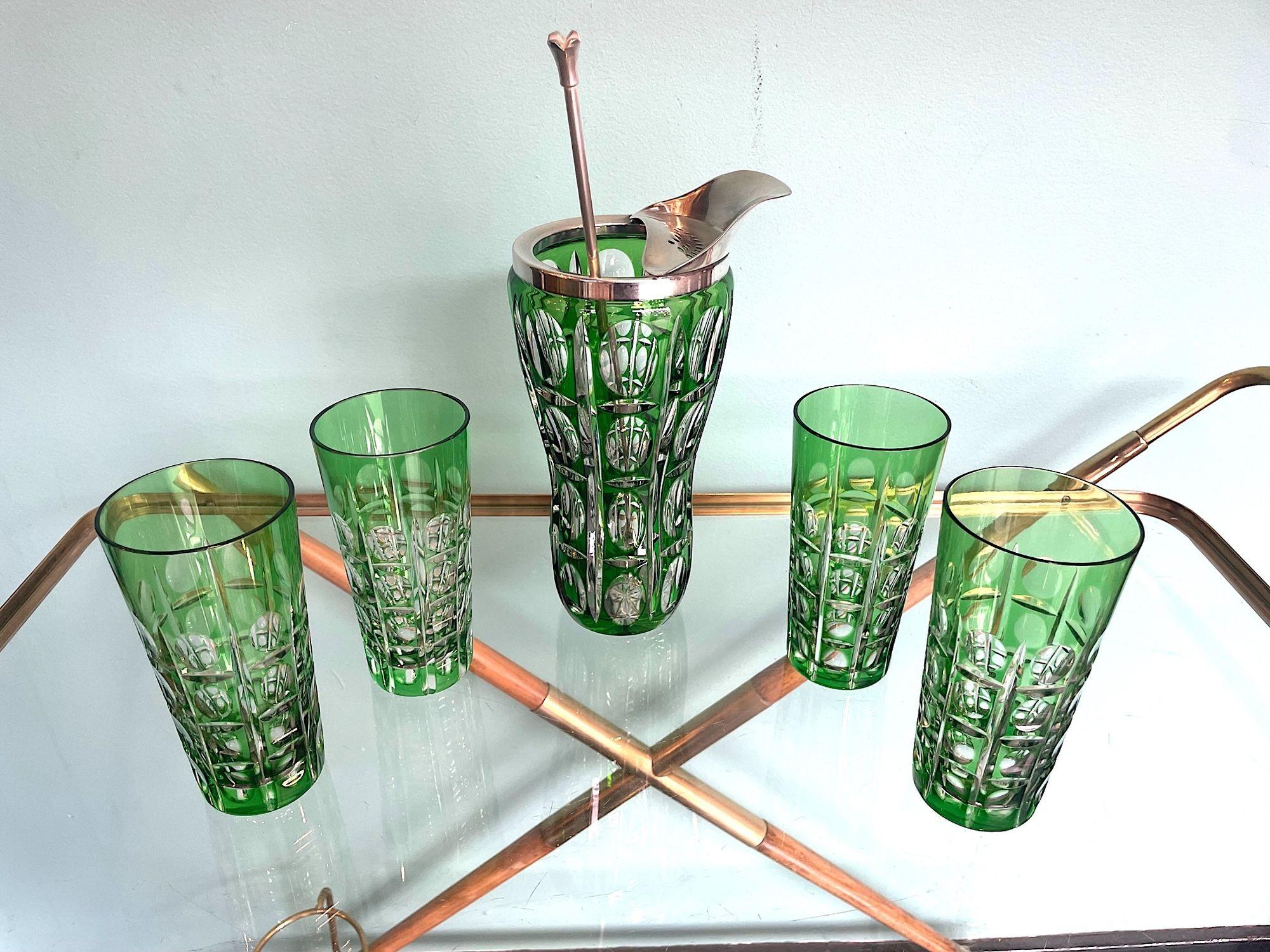 A Wilhelm Wolff 1940s crystal cocktail jug set with matching glasses and spoon 12