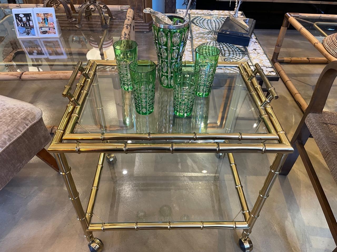 Art Deco A Wilhelm Wolff 1940s crystal cocktail jug set with matching glasses and spoon