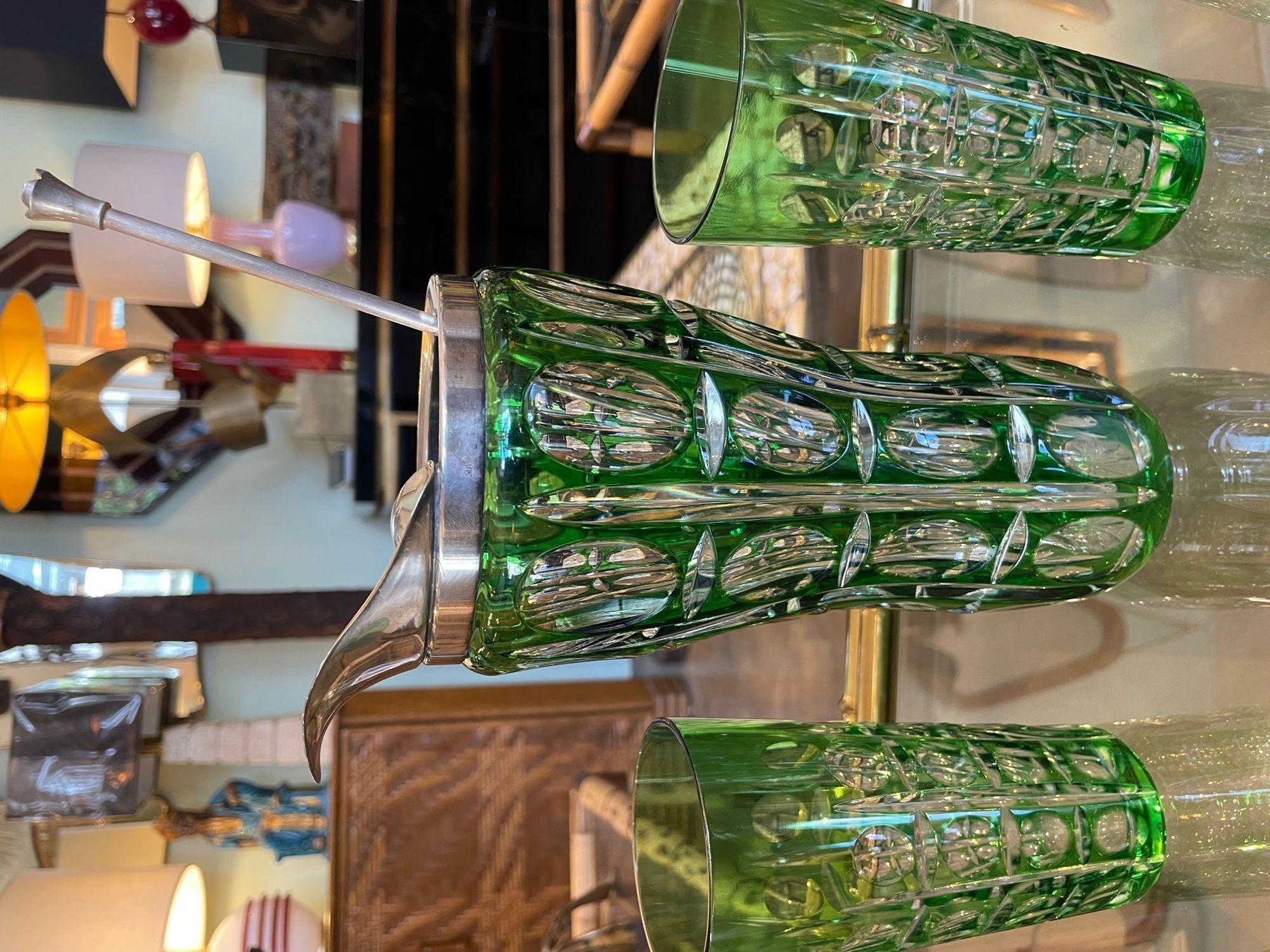 A Wilhelm Wolff 1940s crystal cocktail jug set with matching glasses and spoon 1