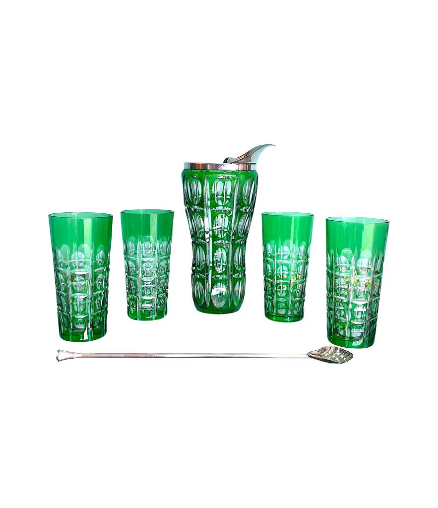 A Wilhelm Wolff 1940s crystal cocktail jug set with matching glasses and spoon 1