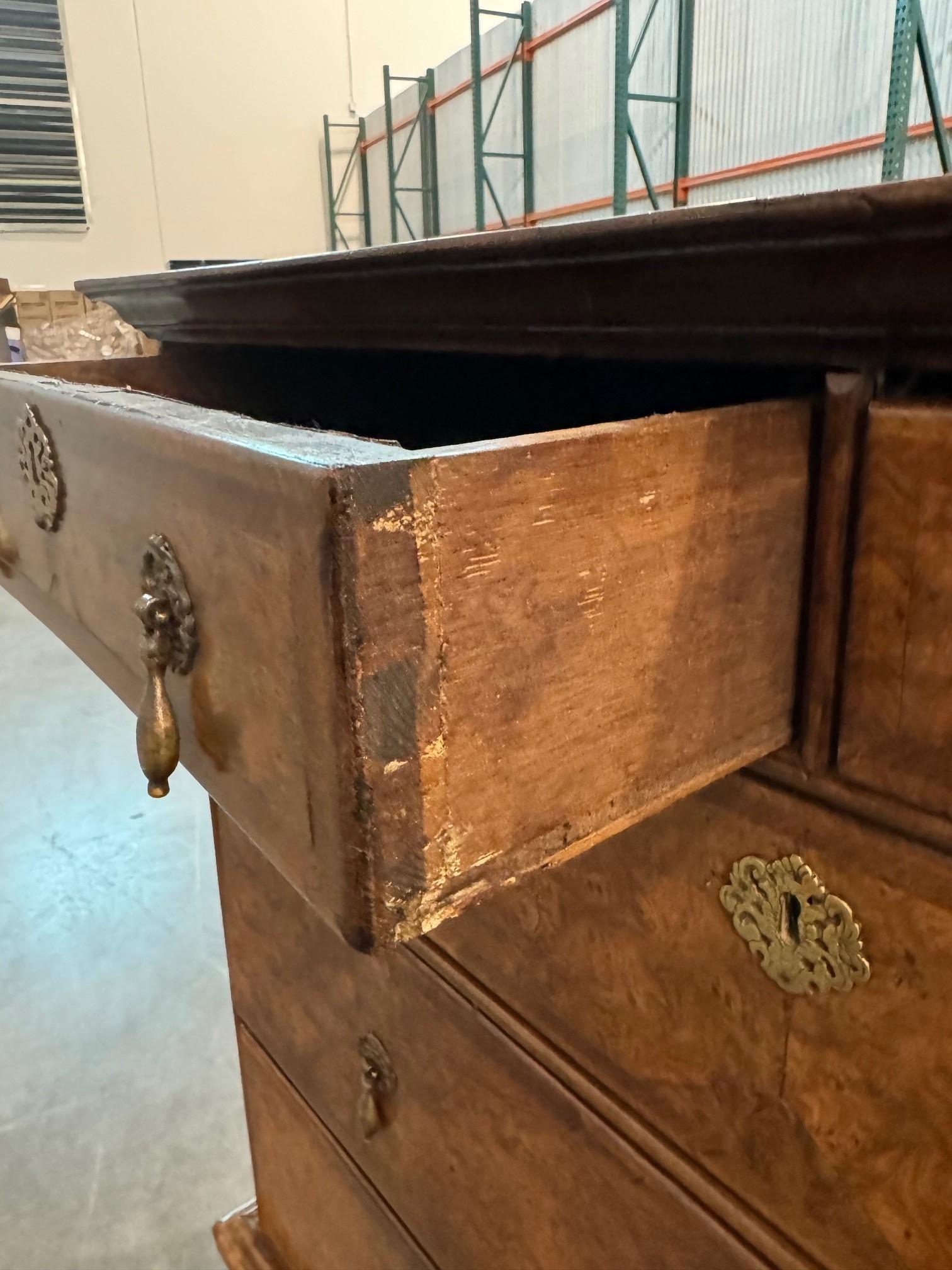 A William and Mary Burr Walnut and Feather Banded Chest of Drawers Circa 1700 8