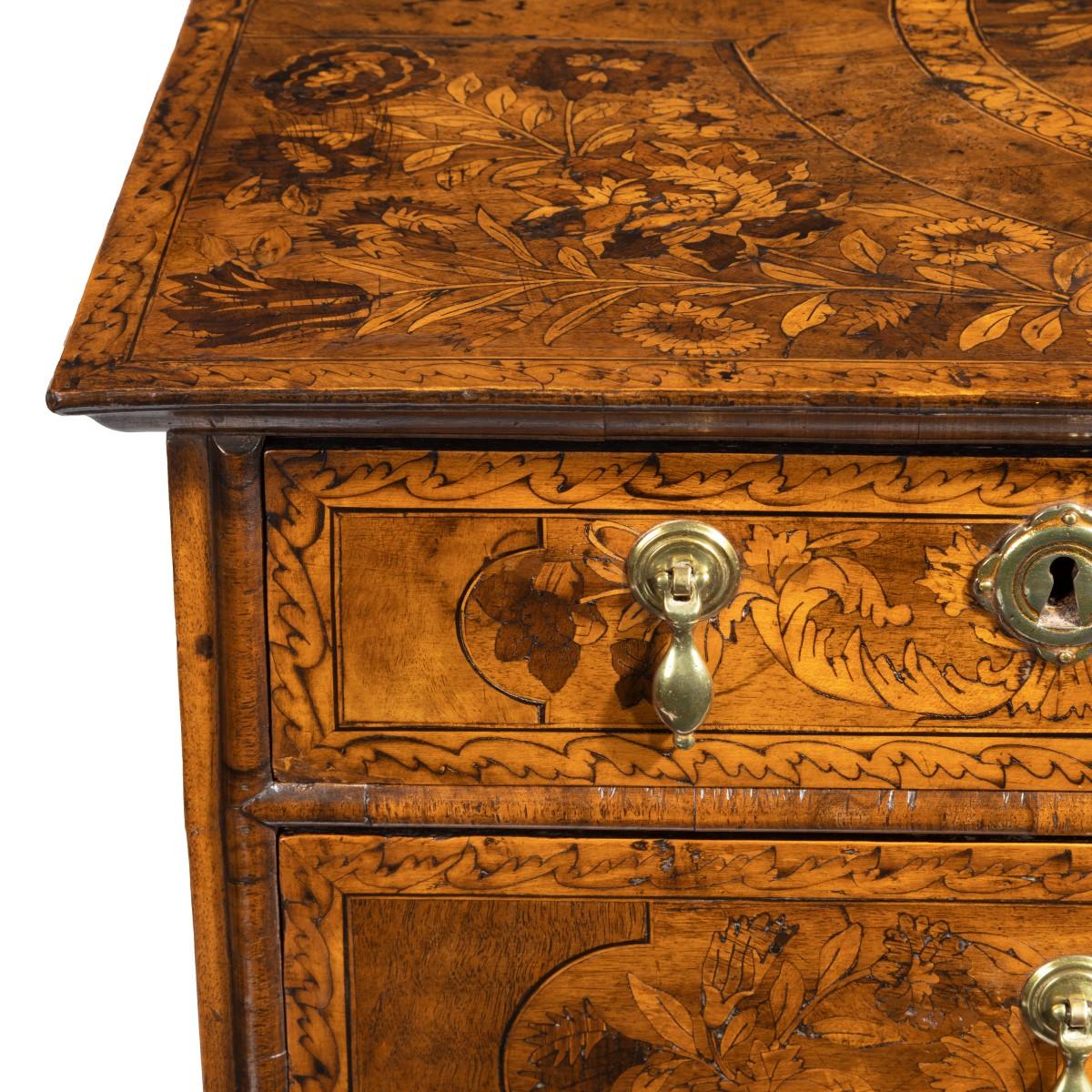 William and Mary Marquetry Walnut Veneered Chest of Drawers 1