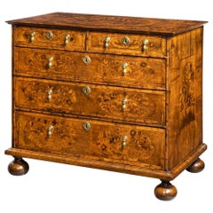 William and Mary Marquetry Walnut Veneered Chest of Drawers
