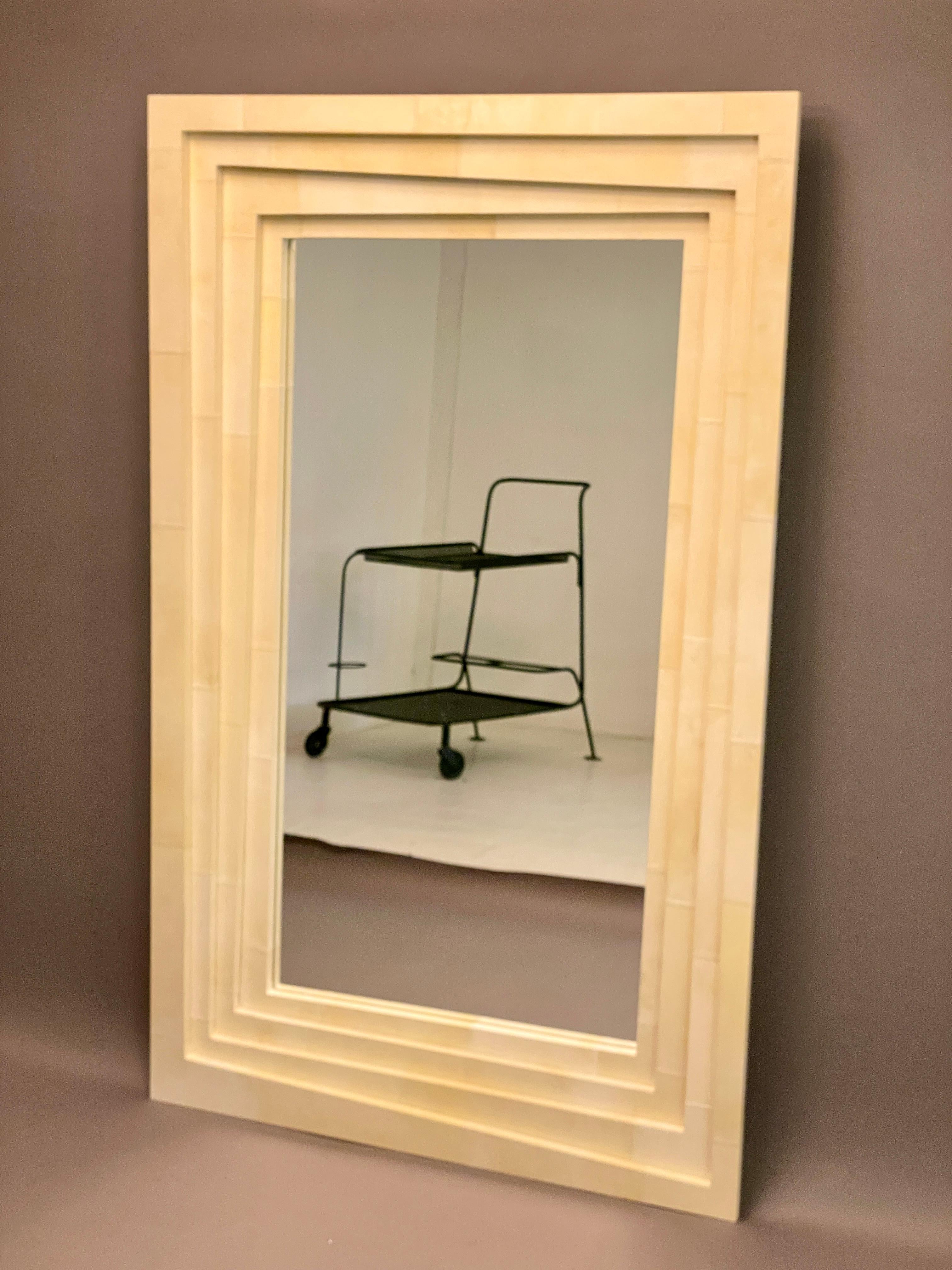 William Cowley Tall Mantel or Wall Mirror in Vellum Coco Chanel For Sale 2
