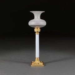 A William IV 19th Century Opaline Glass White Table or Desk Lamp