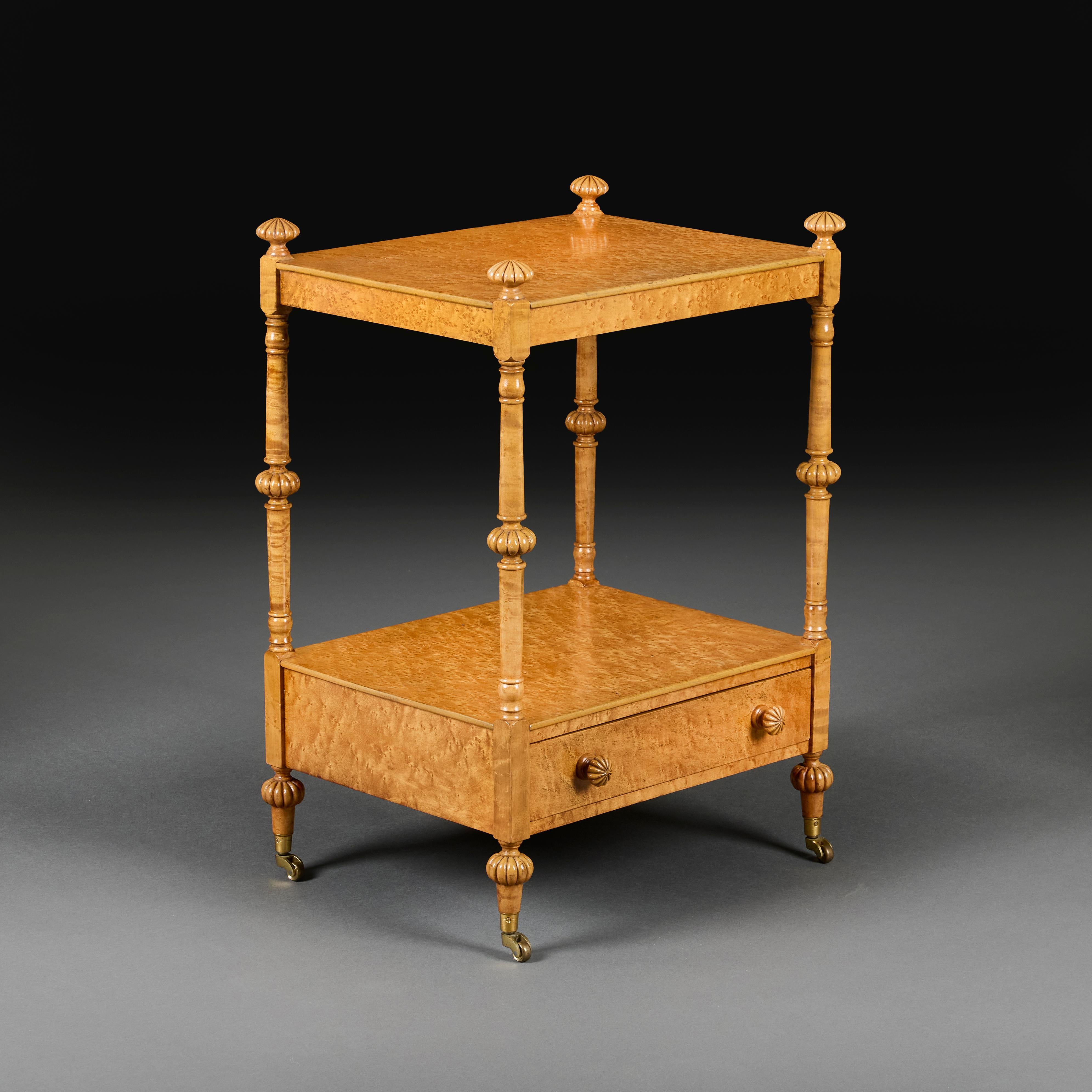 English A William IV Birdseye Maple Tiered Bedside Table