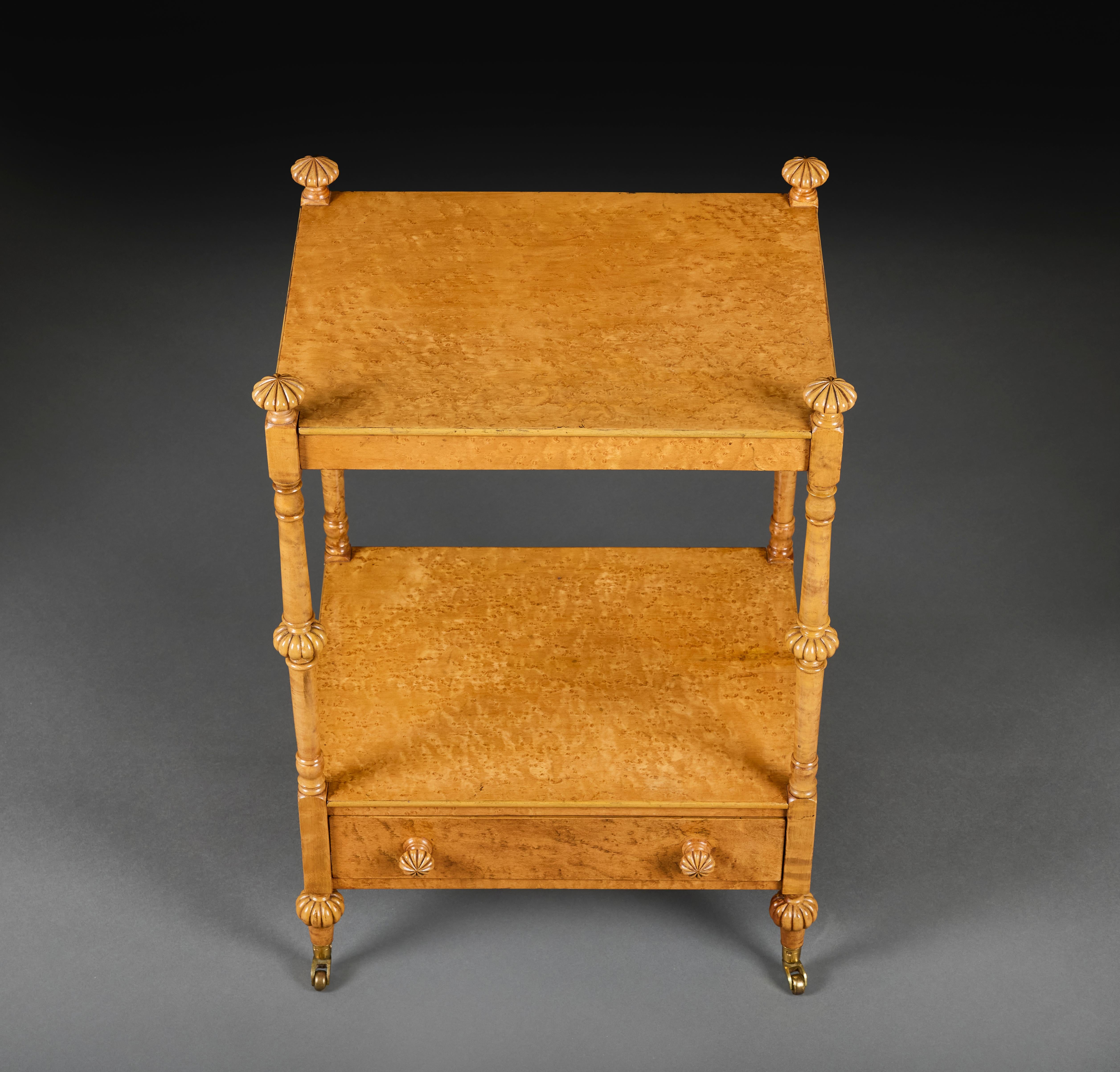 19th Century A William IV Birdseye Maple Tiered Bedside Table