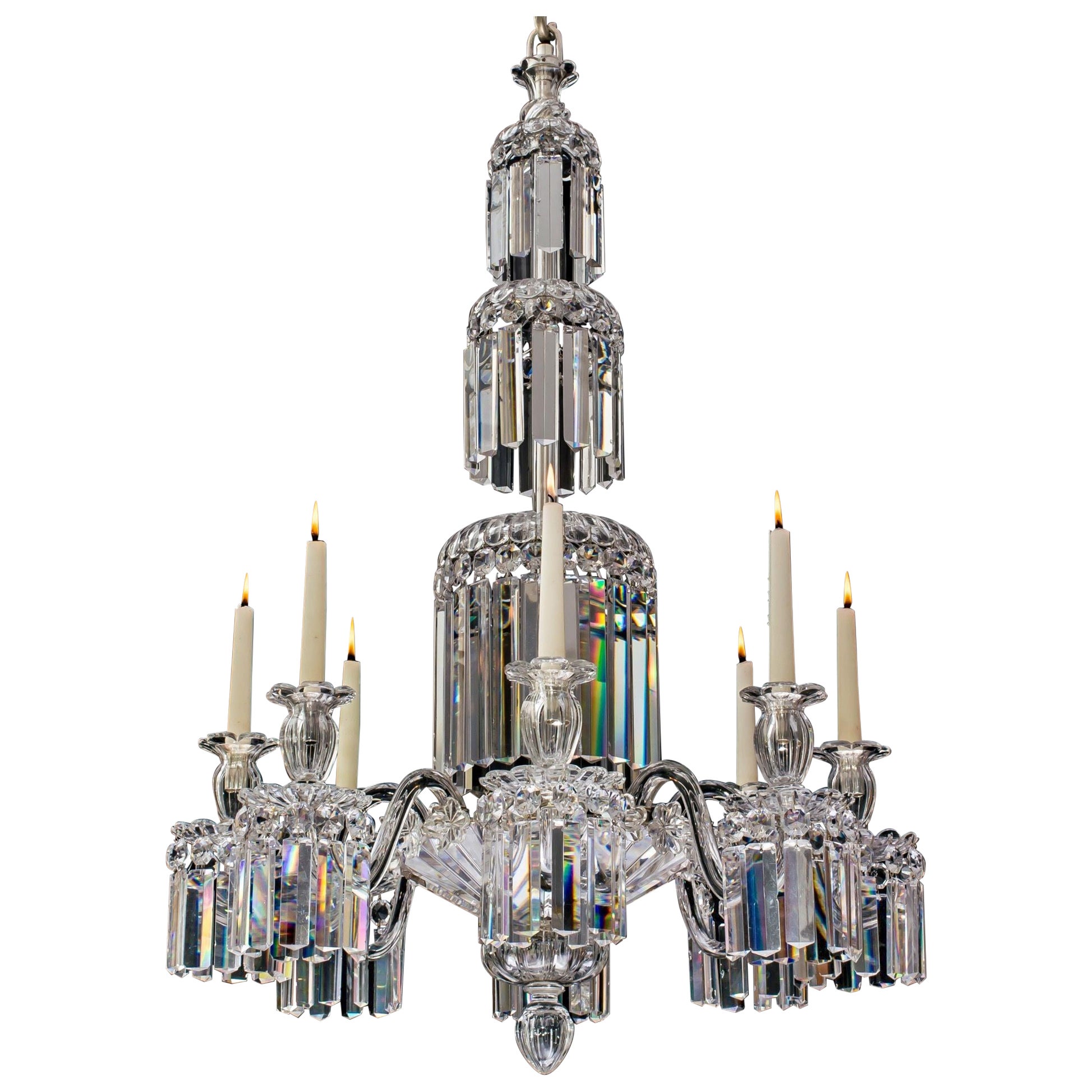 A William Iv Cut Glass Chandelier Attributed To Perry & Co For Sale