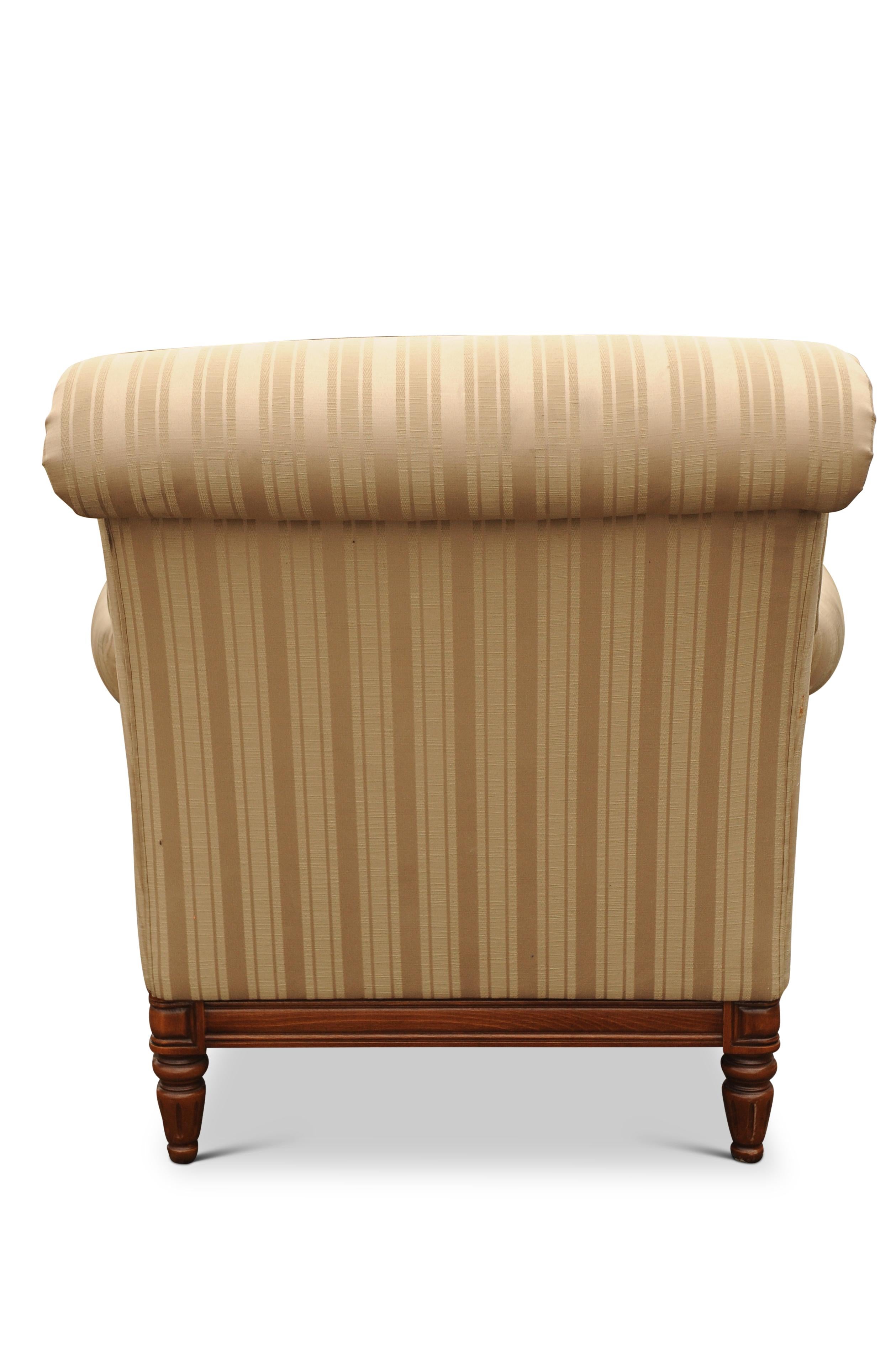 A William IV Empire Design Library Armchair Striped Cream Silk Upholstery For Sale 2