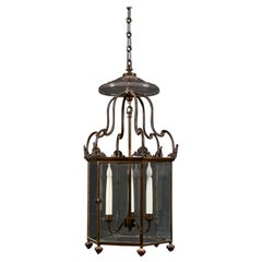 A William IV hexagonal bronze hall lantern